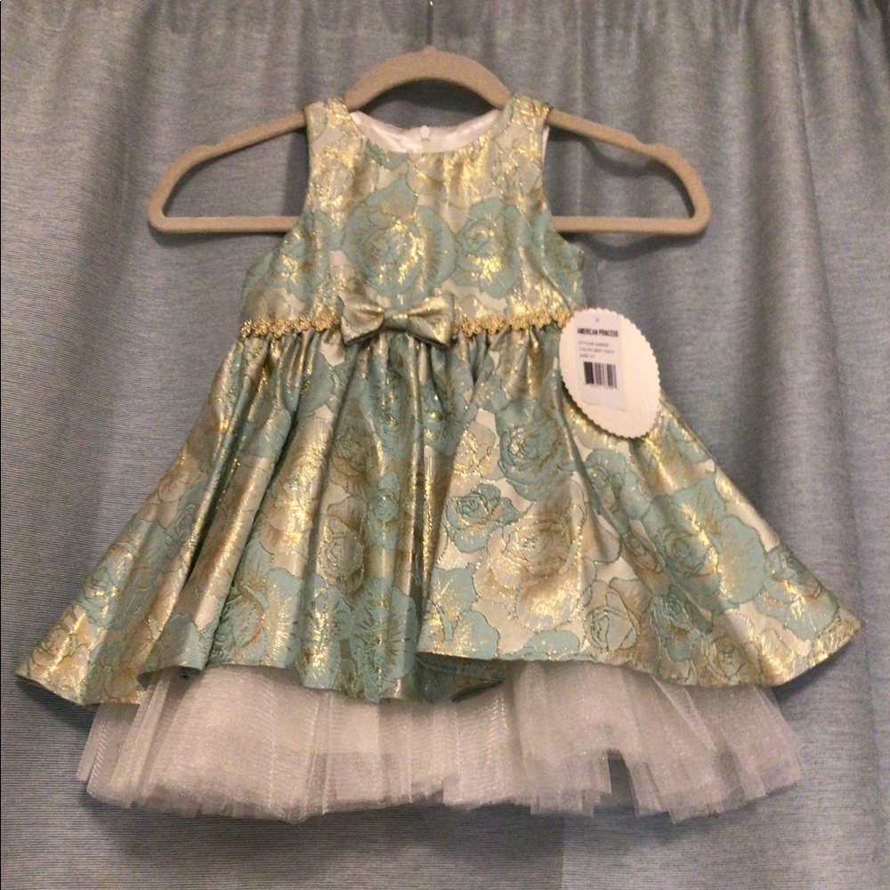 NWT 4T Green and Gold Formal Dress.